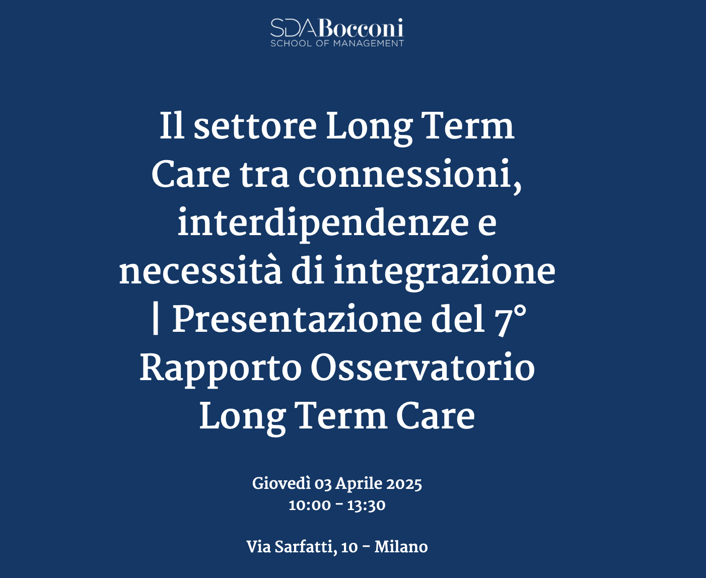 Presentazione del Rapporto Osservatorio Long Term Care